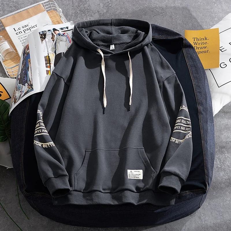 

Autumn Sweater New Men's Hooded Sweater Trendy Base Shirt Men's Top Men's Loose Long Sleeve