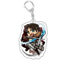 anime attack on titan creative key chain ring double acrylic q version cartoon figure keychains car key pendants reiner braun