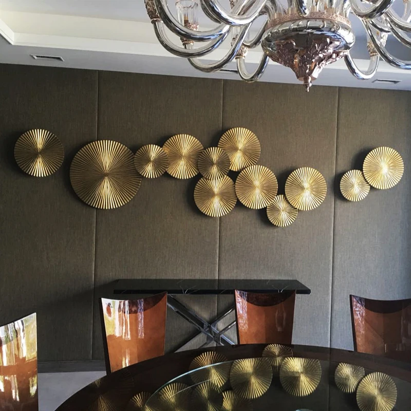 Современные деревянные золотые круглой формы настенные украшения наклейка для