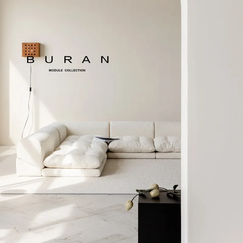 Минималистичный диван для гостиной из белой ткани супермягкий и удобный ленивый