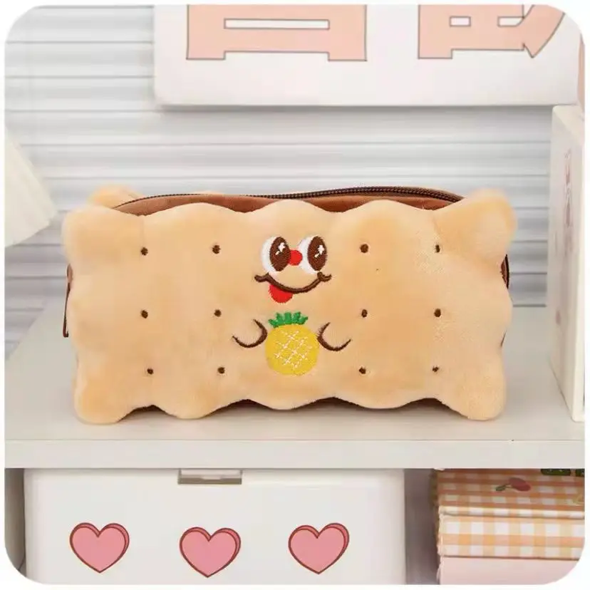 

Kawaii Sandwich Pencil Case Biscuit Plush Pencil Pencil Bag Large-capacity Cosmetic Bag 19*10cm