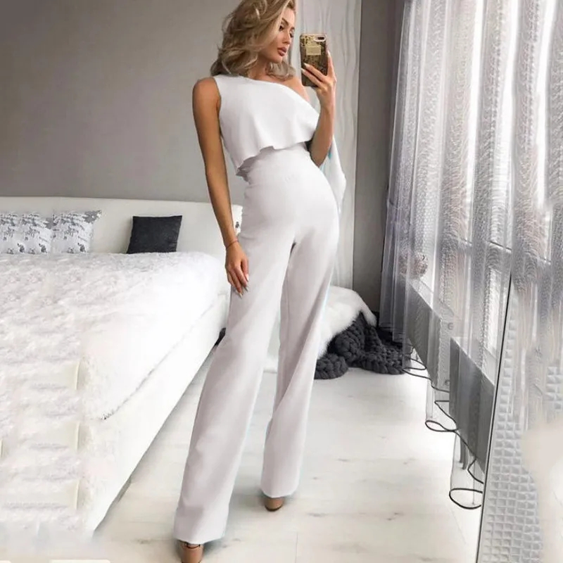 

Casual High Waist Streetwear Jumpsuit Womens Bardot Off Shoulder Jumpsuit Rompers Cocktail Party Evening Playsuit