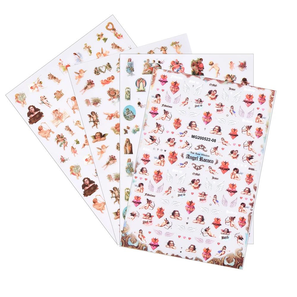 

3D Angel Nail Art Adhesive Stickers DIY Nail Art Decals Sheet Decoration Lovely Angel Flower Pattern Nail Accessories Wholesale