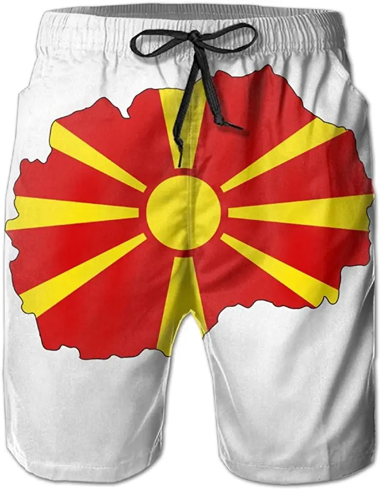 

Macedonian Flag Map Summer Short Beach Swim Casual Board Shorts