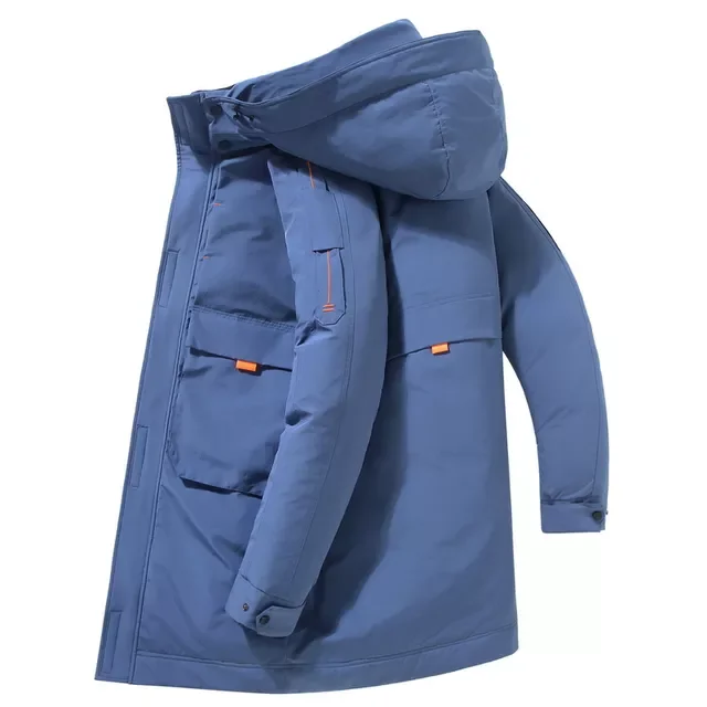 New2022 Jacket Men White Duck Down Hooded Warm Down Coats Mens Fashion Long Slim Fit Black Winter Jacket Men Casual Clothing
