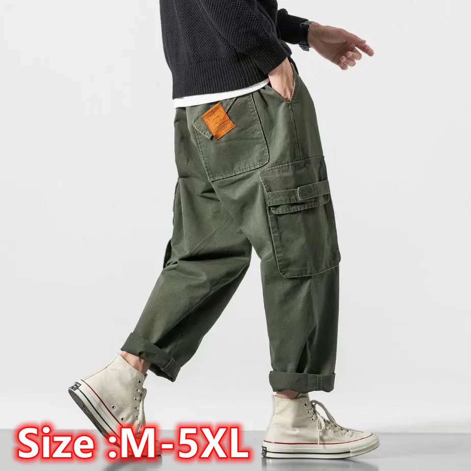 

2022 Side Pockets Cargo Harem Joggers Pants for Men Military Army Green Pants Harajuku Streetwear Sweatpant Male Pants 4XL 5XL
