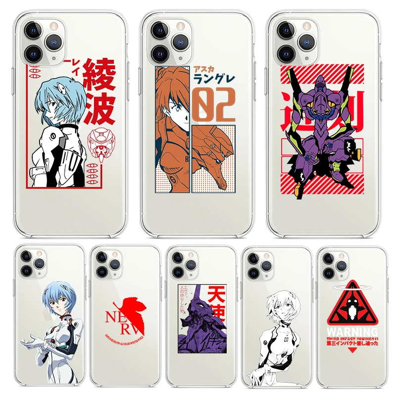 

Neon Genesis Evangelion Anime For Apple iPhone 7 8 X XR XS 11 12 13 Pro Max Mini Plus luxury Transparent Non-slip Phone Case