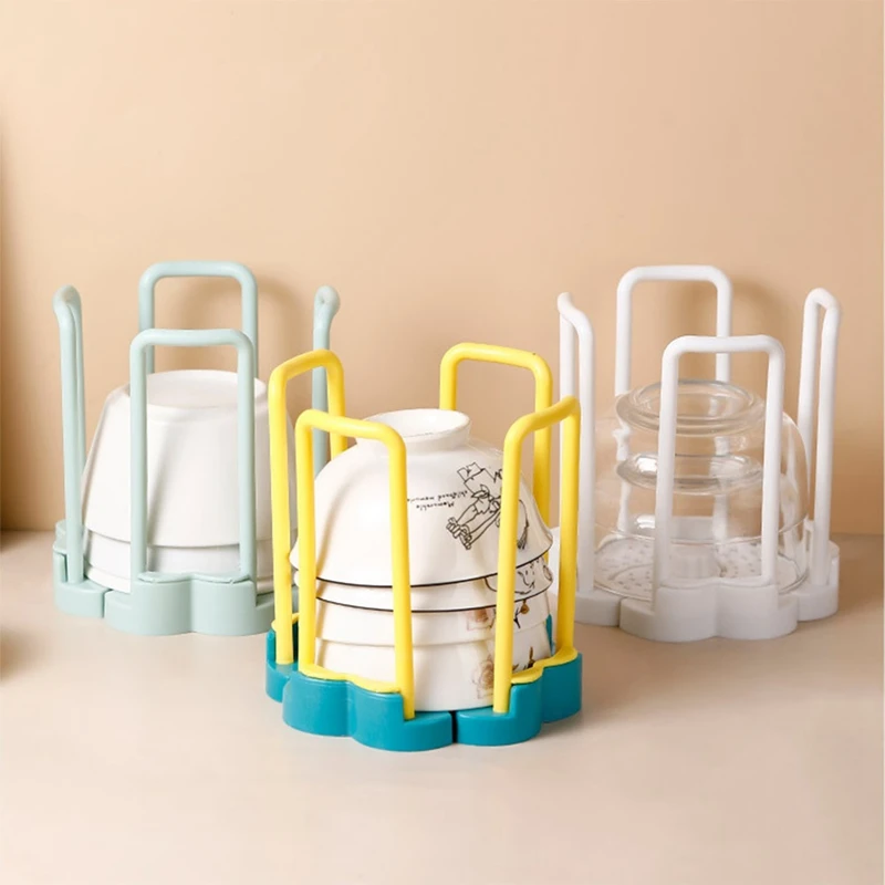 

6 PCS Telescopic Drain Bowl Rack Kitchen Drain Bowl Rack Rotary Telescopic Bowl Rack Plastic Dish Storage Rack