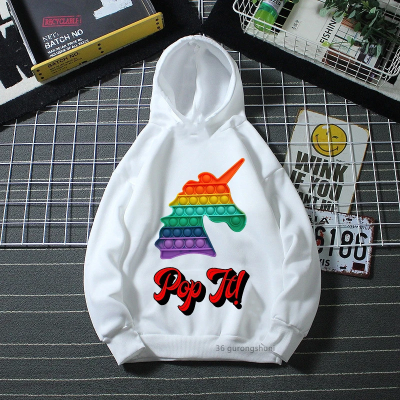 

2022 New Style Game Kawaii Unicon Pop It Hoodie Print Winter Hoodie Kids Clothes Little Boys/Girls Hoodies Kids Hoodie Harajuku
