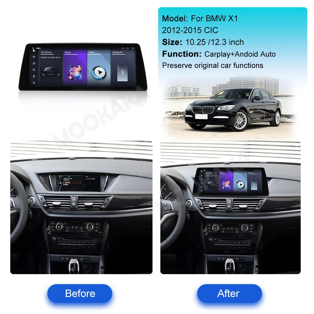 Система Linux для BMW X1 E84 F48 F49 2012-2020 10,2512,3 дюйма с сенсорным экраном, автомобильный Android Auto, беспроводной Apple Carplay, радиоплеер BT (art.: 3920cd313fa7d) - 3920cd313fa7d