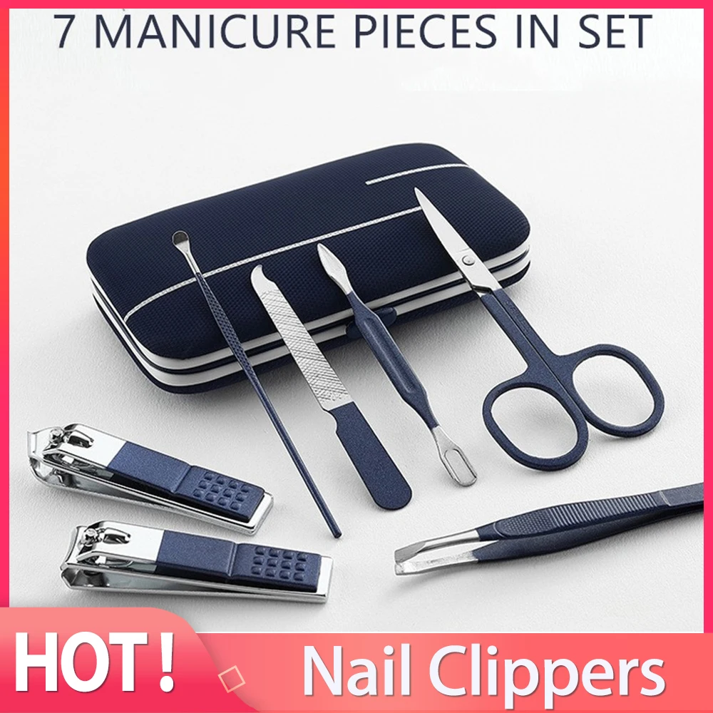7/10/15/18PC In 1 Blue Nail Clipper Set Stainless Steel Professional Manicure Tool Set of Pedicure Paronychia Nippers Trimmer