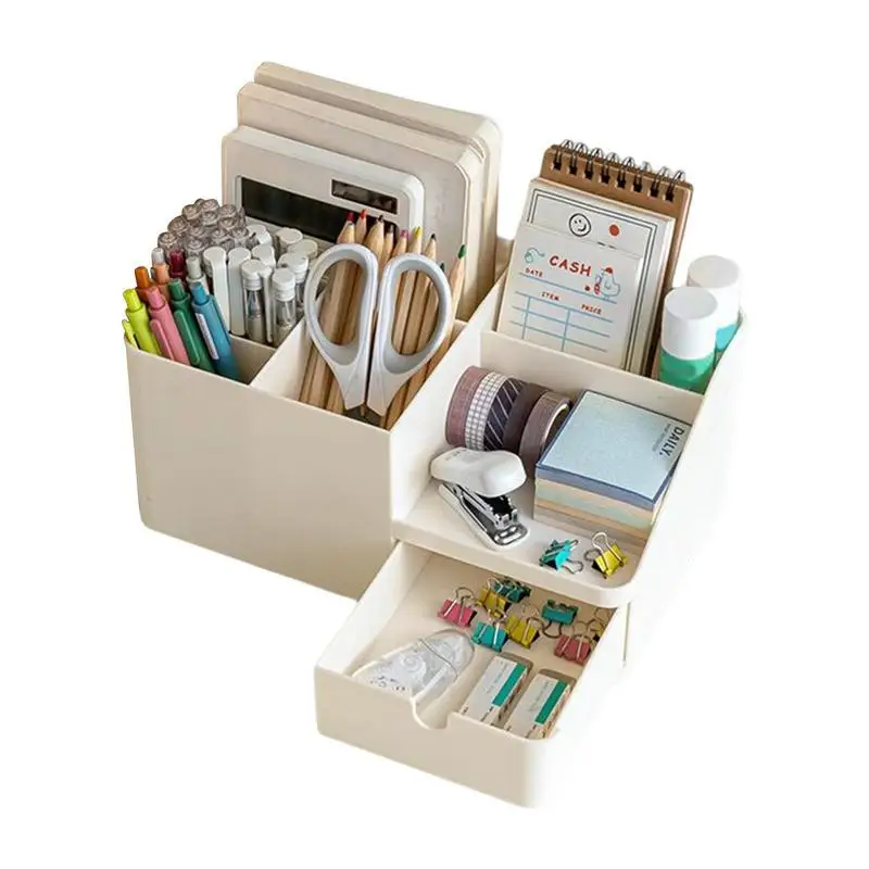 

White Desktop Organizer Office Supplies Desk Organizer Caddy With Drawer Mail Holder For Office Desk Organization And Art