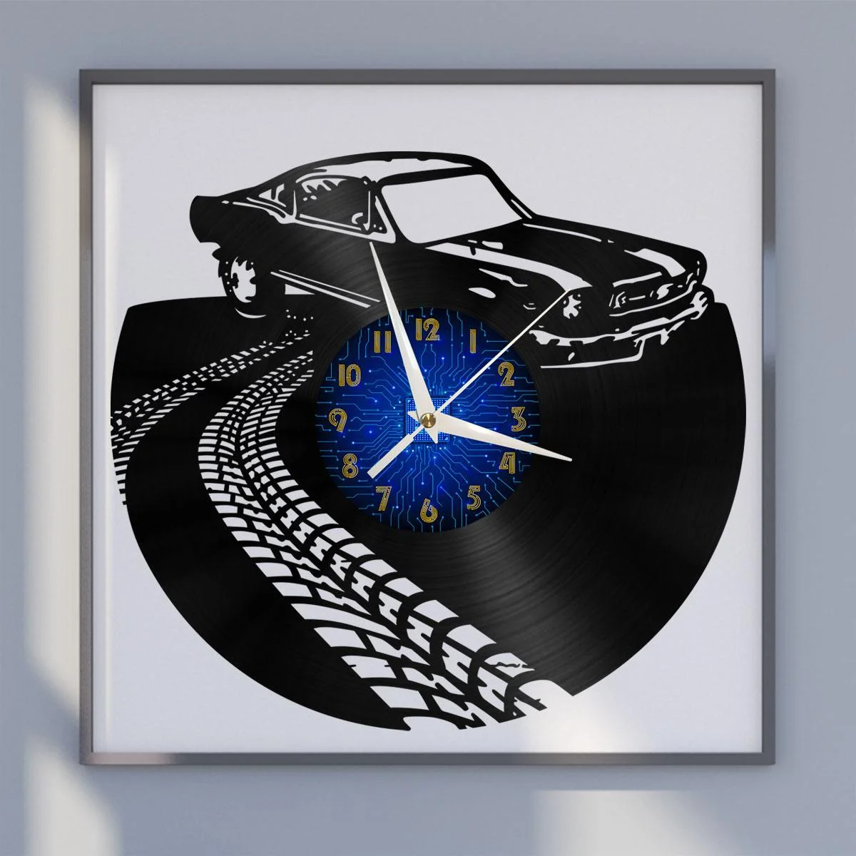 

Retro Car 2 Vinyl Wall Clock, Vinyl Record LED Clock Wall Art Black 12 Inch for Living Room Bedroom