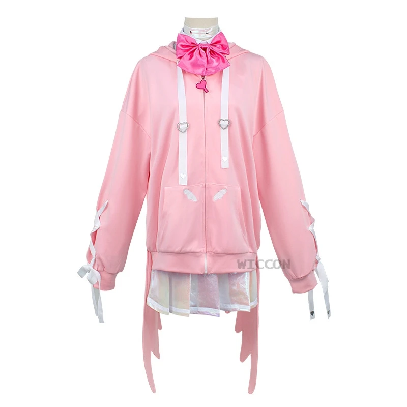 Needy Girl Overdose KAngel Ame Косплей Лазерная юбка Костюм Парик Розовое пальто Стример