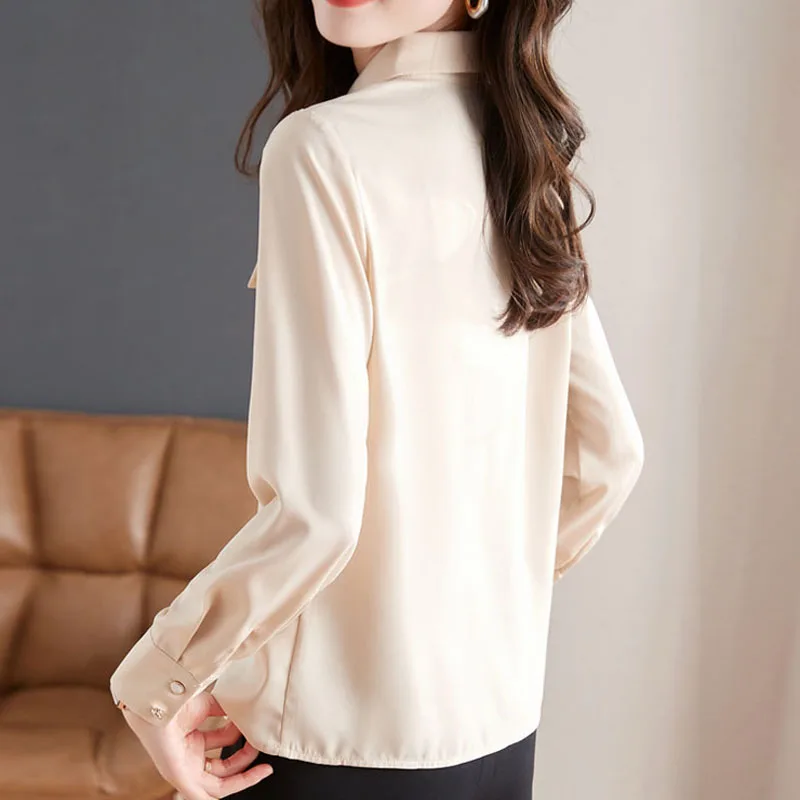 Женская рубашка модная однотонная элегантная офисная женская на пуговицах