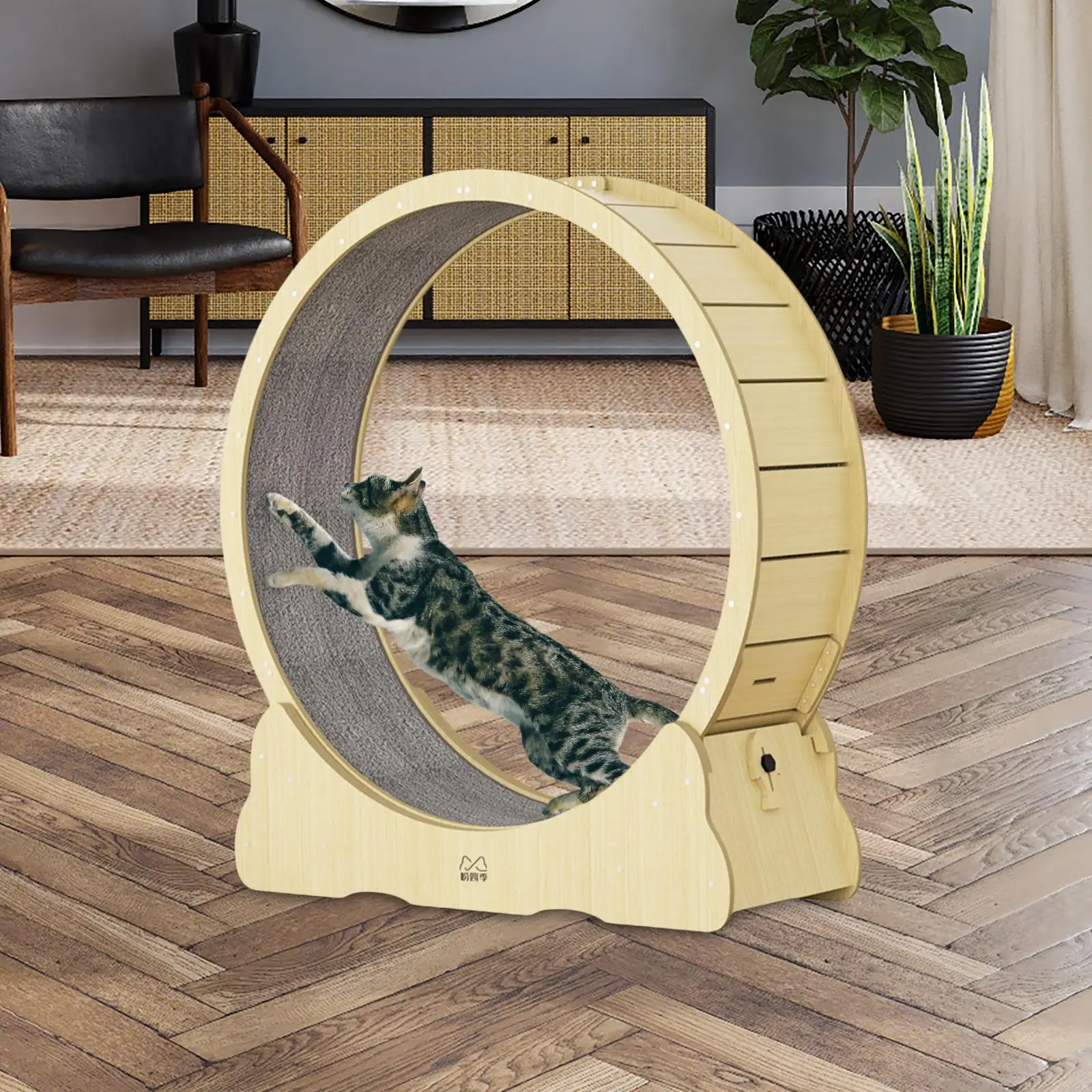 

Pet Cats Running Wheel Indoor Treadmill Scratcher Board Wooden Mute Grab Crawling Shelf Wheel Wheel for Accessories Workout