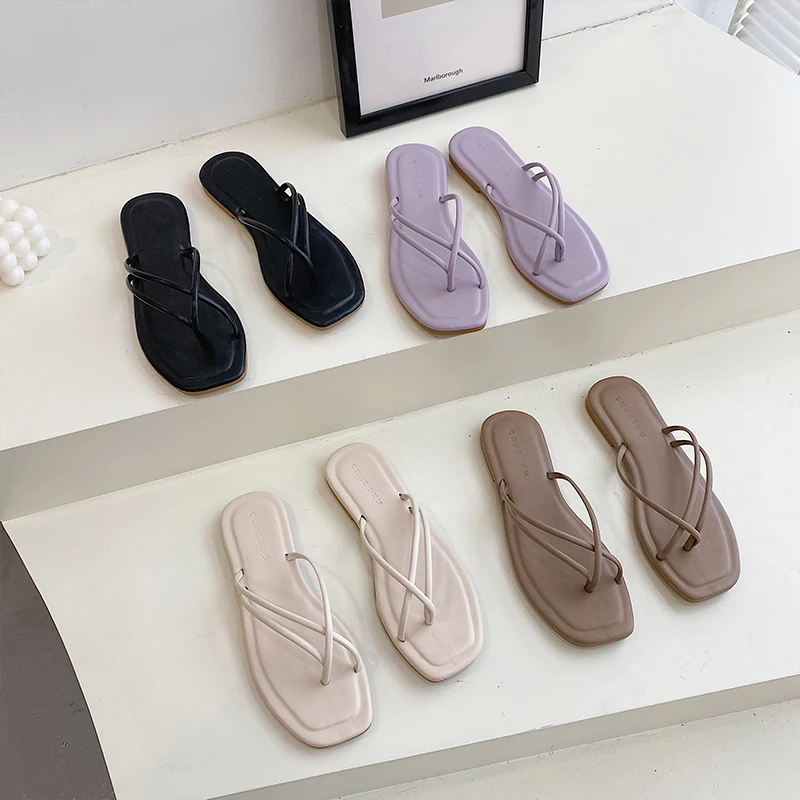 

Female Shoes Slippers Casual Beige Heeled Sandals Slides Rubber Flip Flops 2022 Luxury Black Soft Flat Hawaiian Summer Buckle St
