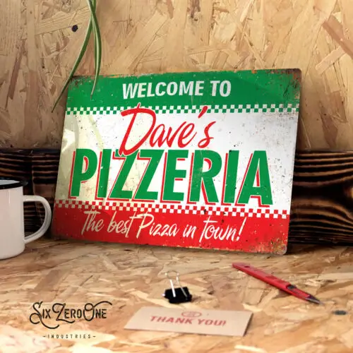 1н персонализированный металлический знак пиццерии - печать на заказ любое имя