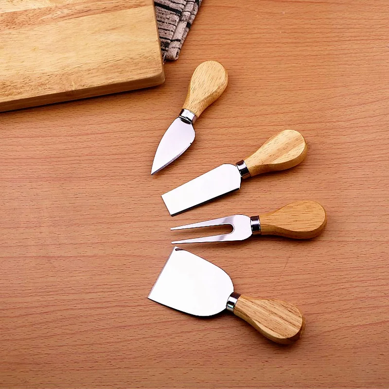 

4pcs/set Wood Handle Sets Bard Set Oak Bamboo Cheese Cutter Knife Slicer Kit Kitchen Cheedse Cutter Useful Cooking Tools