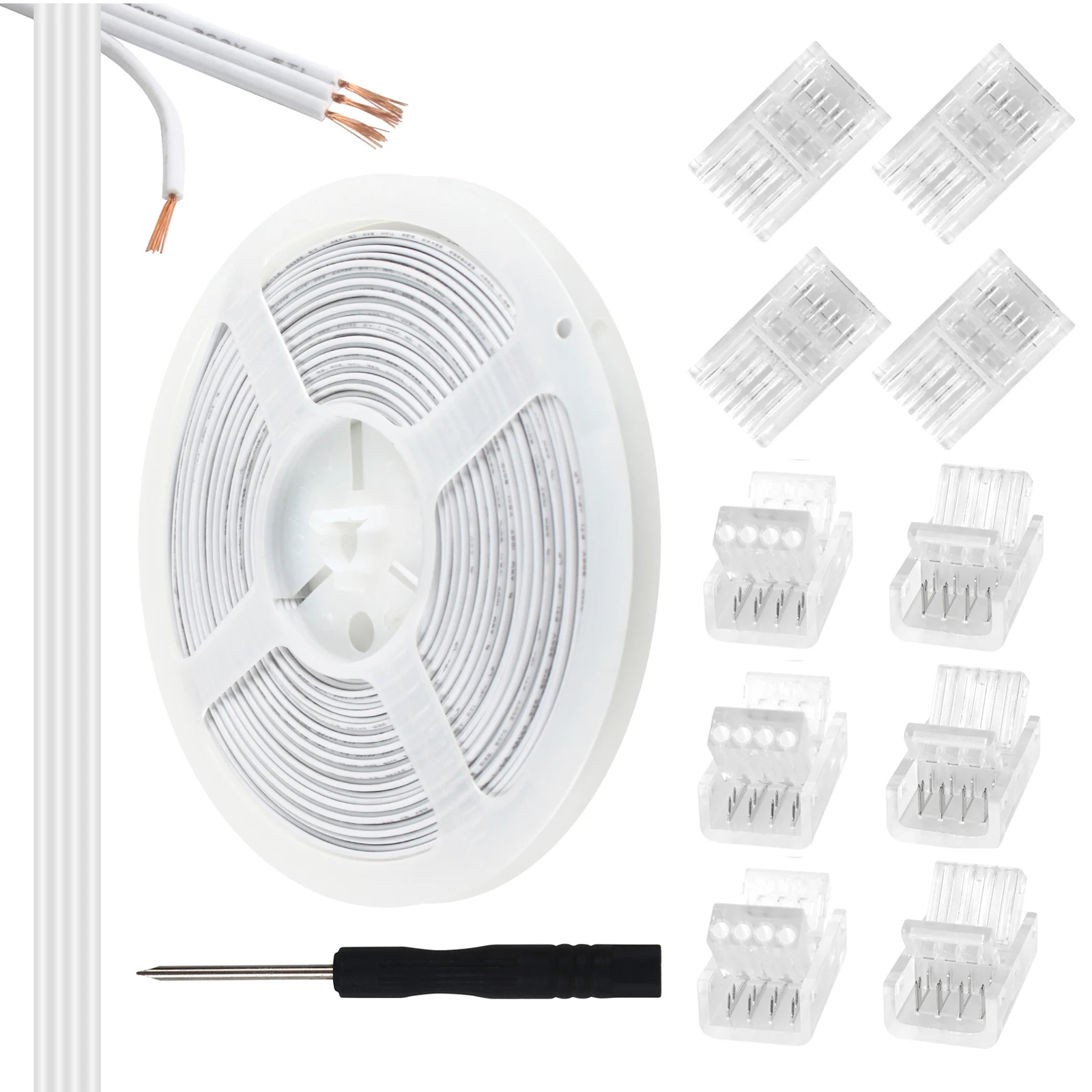 

4 Pin RGB LED Light Strip Connectors Extension Cable Wire Cord Strip to Wire for 10mm Wide Waterproof or Non-Waterproof For 5050