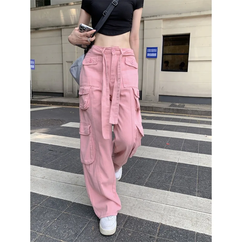 

Y2K Pockets Cargo Pants Women Straight Full Length Pants Harajuku Vintage 90S Aesthetic Trousers Wide Leg Baggy Pants 2023 New