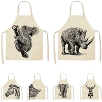 vintage style animal print apron home cleaning kit anti fouling pinafore womens kitchen apron hospitality apron restaurant