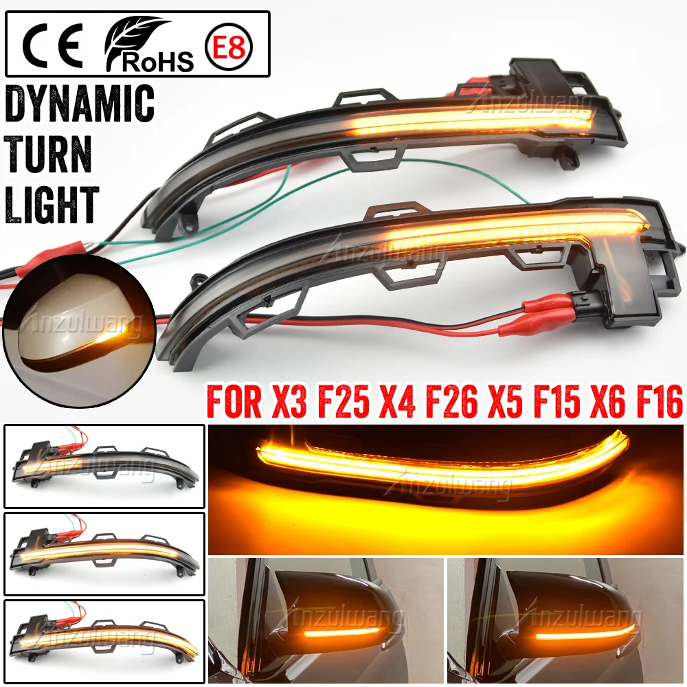 

Smoked Side Mirror Sequential Turn Signal Light For BMW X3 F25 X4 F26 X5 F15 X6 F16 2014-2018 LED Dynamic Turn Signal Light 12v