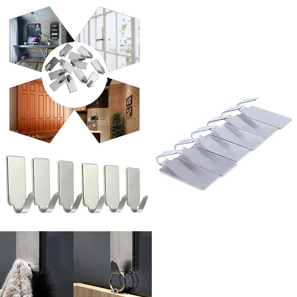 

Stainless Steel Wall Hook Self Adhesive Sticky Kitchen Home Bathroom Bath Ball Key Bag Coat Hanger Storage Hanging Holder Rack