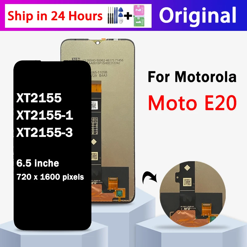 

6.5" Original For Motorola Moto E20 LCD XT2155 XT2155-1 XT2155-3 Display Touch Screen Digiziter Assembly For Moto E20 LCD Frame