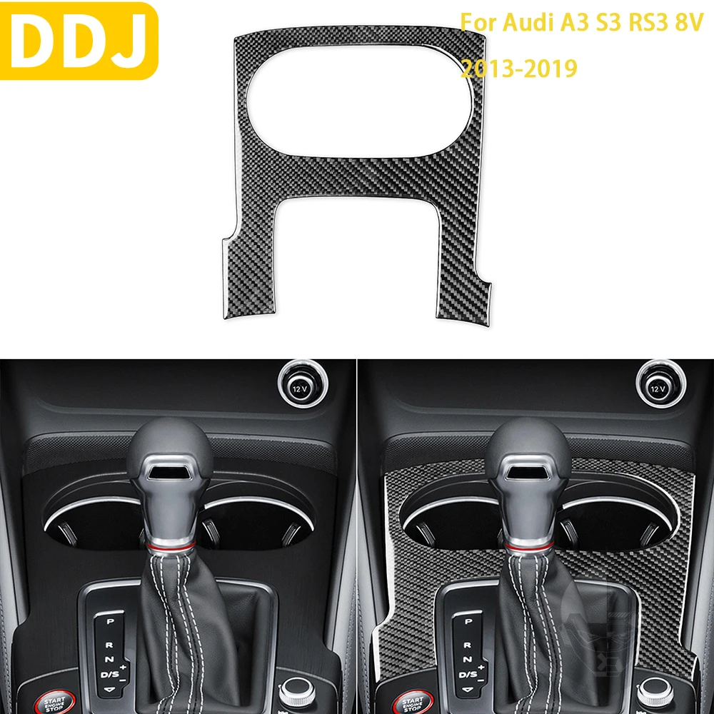 

For Audi A3 S3 2013-2019 Car Styling Accessories Car Interior Carbon Fiber Water Cup Holder Surround Modification Decoration