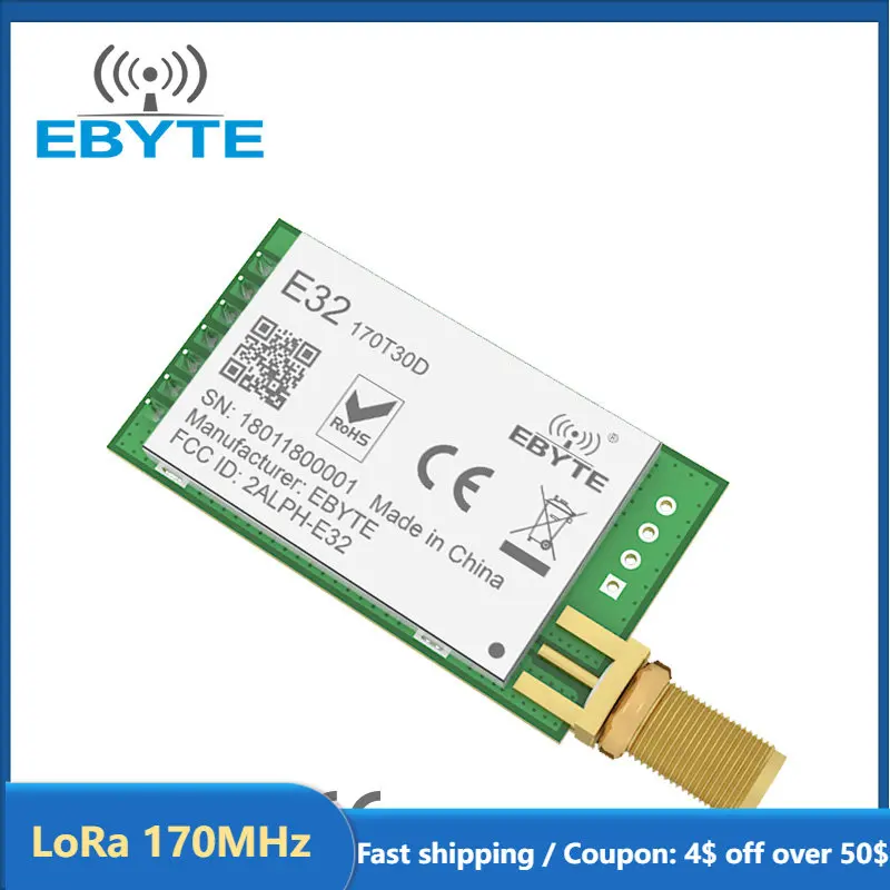 LoRa SX1278 170MHz Long Range 8km Wireless Transceiver Transmitter Receiver Rf Module EBYTE E32-170T30D e32 30dBm SMA Antenna