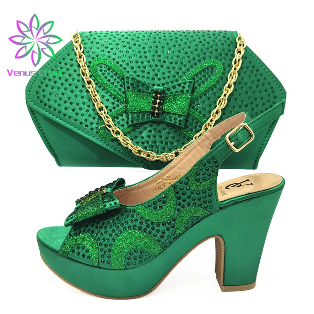 

Sweet Fashion 2022 In Green color shoes and bags to match fashion shoes for bag and shoes set African women party shoes