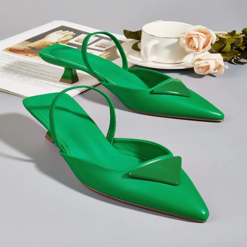 

Sandals Stiletto Heels Shoes Closed Toe Large Size Suit Female Beige 2022 Women's Big Black Low Pointed Fashion Girls New Comfor