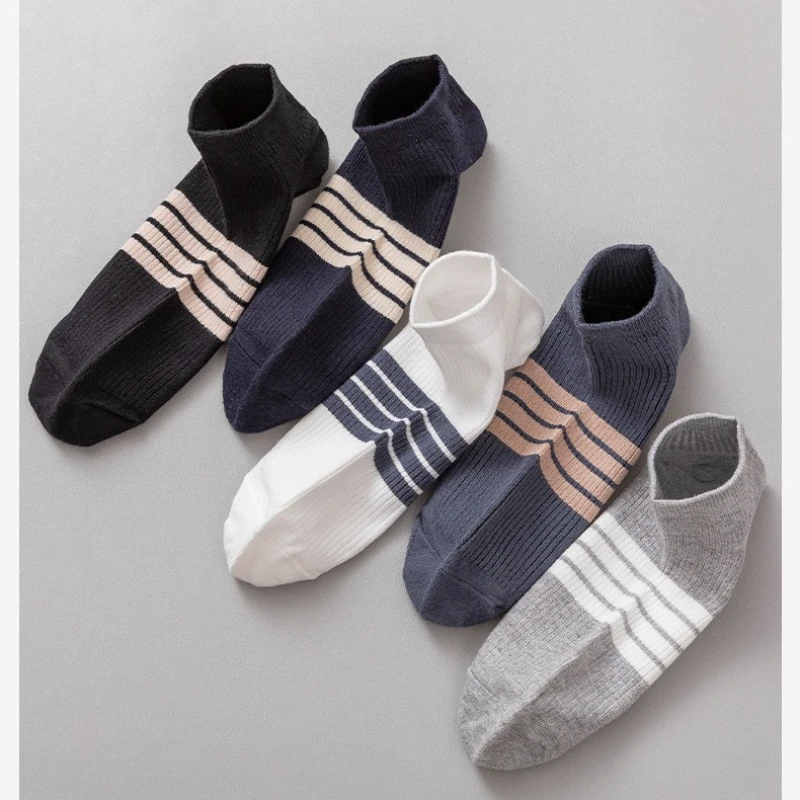 

3 Pairs/lot 5 Pairs/lot Men's Socks Breathable Short Boat Socks Male Casual Soft Comfy Socks Solid Color Black Gray White