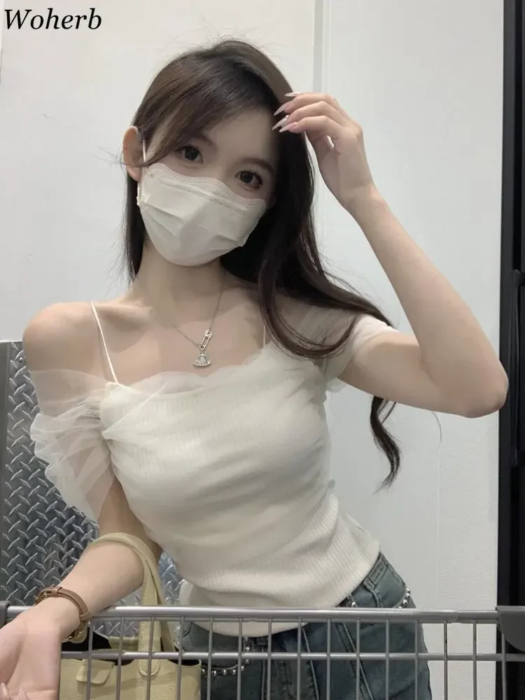 Женская трикотажная Летняя Сексуальная простая футболка 2024 женская одежда в