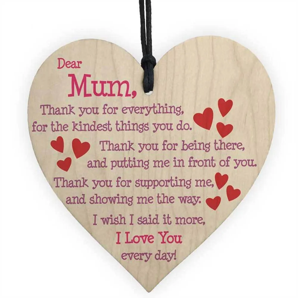 

I Love You Mum Gifts Hanging Sign For Birthday Mothers Day Heart Plaque Gift Hanging Ornaments Mum Mummy Mother Present Sign