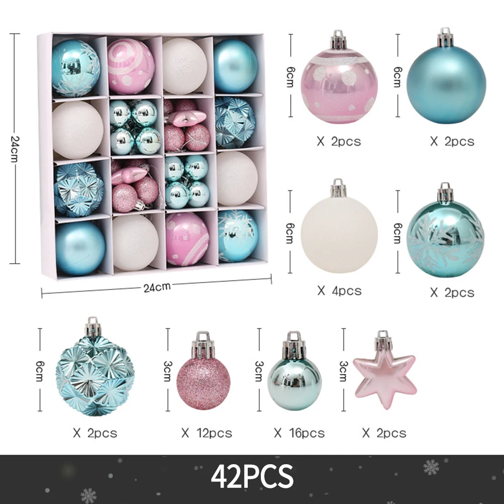 

42Pcs/Box Mixed Colors Christmas Baubles Ornament Ball Party Home Garden Decoration For Christmas Tree Decoration