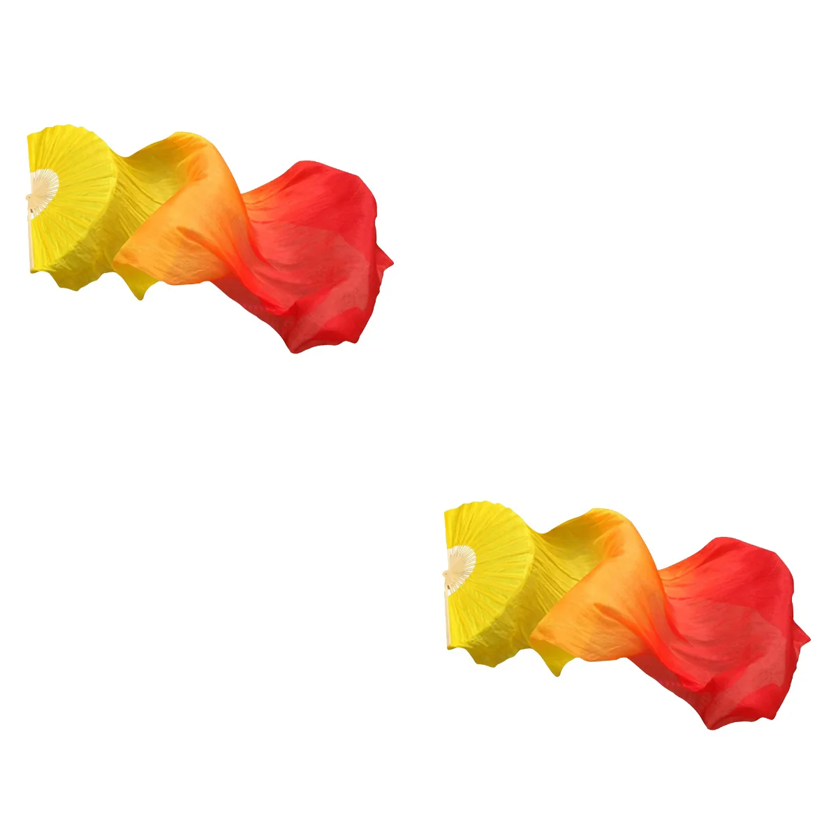 

2 Pieces Flame Fan Imitation Silk Dance Child Worship Flags Accessories Bamboo Folding