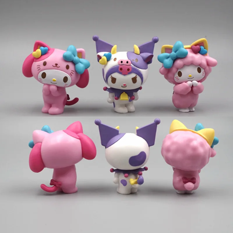 

3 шт./костюм Kawaii Kuromi My Melody Hellokittys Sanrioed аксессуары мультфильм Милая аниме модель искусственный торт украшение подарок