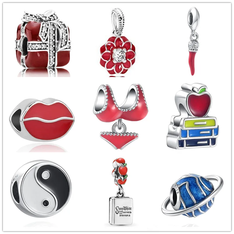 Новые красные губы бикини тайчи Чили Висячие шармы бусины подходят для