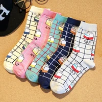 5 pairs new style colorful harajuku japanese korean kawaii cute women socks cartoon milk cartons girl cotton socks