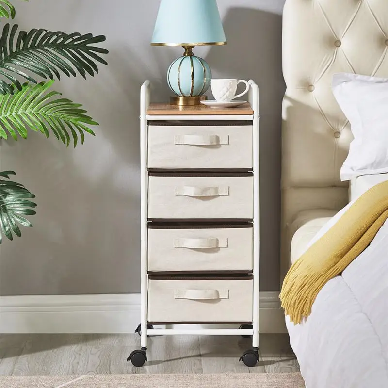 

40*32*79.5cm Cloth Storage Cabinet Nightstand Drawer Layered Storage Rack Shelf Bedroom Four Rounds Cabinet Organizer Nordic HWC
