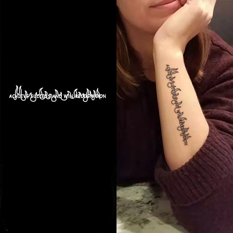 

Новинка 2022, водостойкие тату-наклейки с надписью "рогающий пламя" для женщин и мужчин, временная татуировка в полоску, имитация татуировки н...