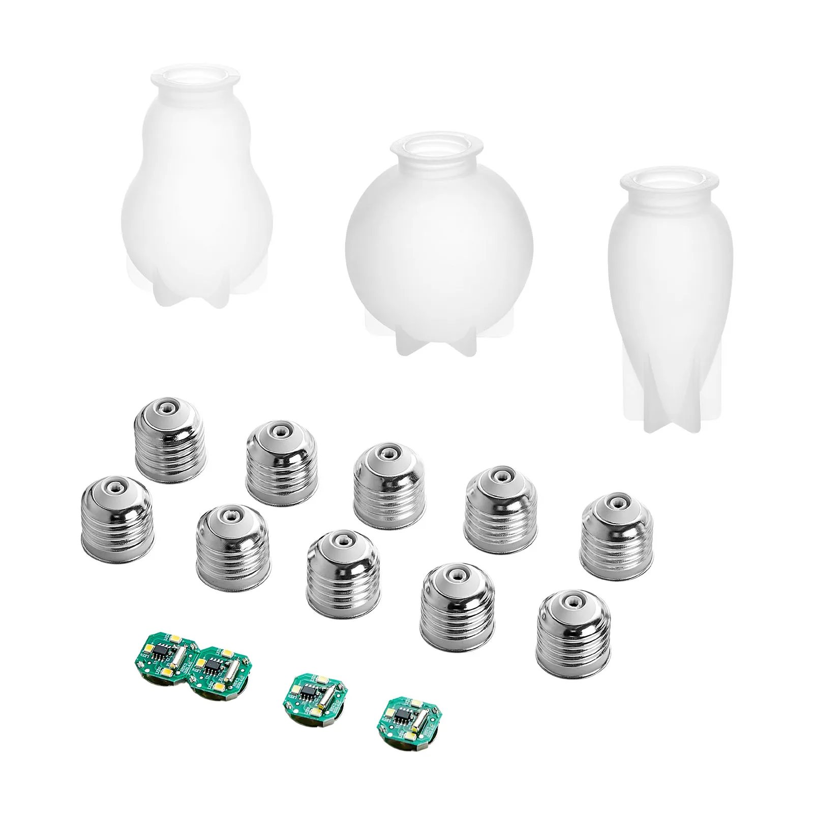 

Bulb Resin Mold Set LED Bulb Casting Mold Kit For Epoxy Resin DIY Light Bulb Resin Molds Kit With 4 LED Chip Bases And 10 Caps 3