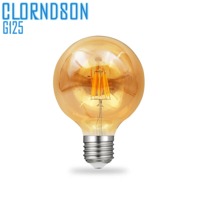 Dimmable Amber G125 6 Watts 8 Watts Led Antique E27 E26 Vintage Retro Lamp 110V 220V Filament Bulbs Lamp Glass Ball Bombillas