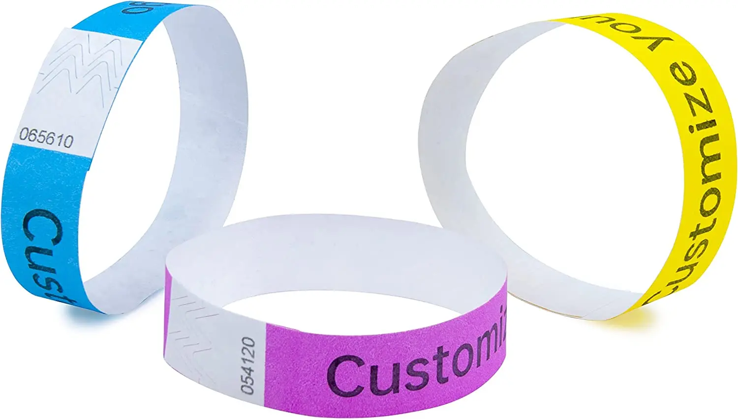 

Custom 500 Pieces Color 3/4 Inch Tyvek Wristbands with Series Numbers For Party Events