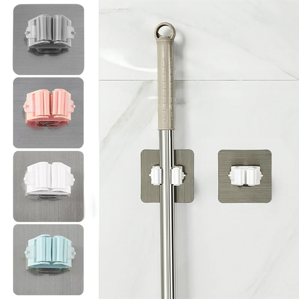 

Kitchen Bathroom Adhesive Multi-Purpose Hooks Wall Mounted Mop Organizer Holder RackBrush Broom Hanger Strong Hooks Home Tools