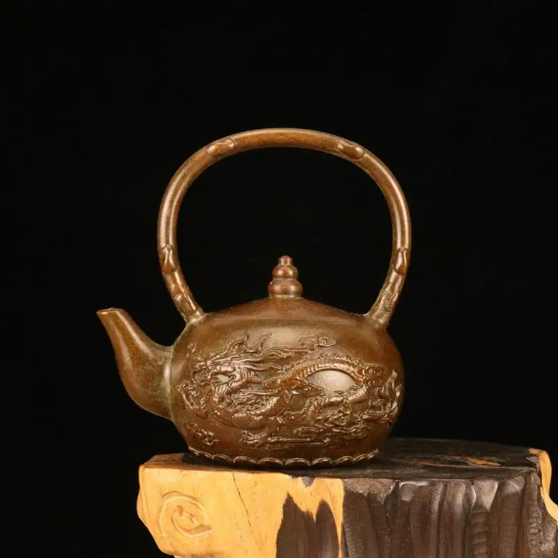 

ЛАТУННЫЙ ЧАЙНИК и чайник с драконом и Фениксом, Изысканный Старомодный чайник из фиолетовой меди, декоративные поделки