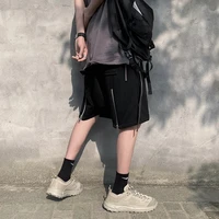 summer black cargo shorts men fashion pocket shorts mens japanese streetwear loose hip hop straight shorts mens five point pants