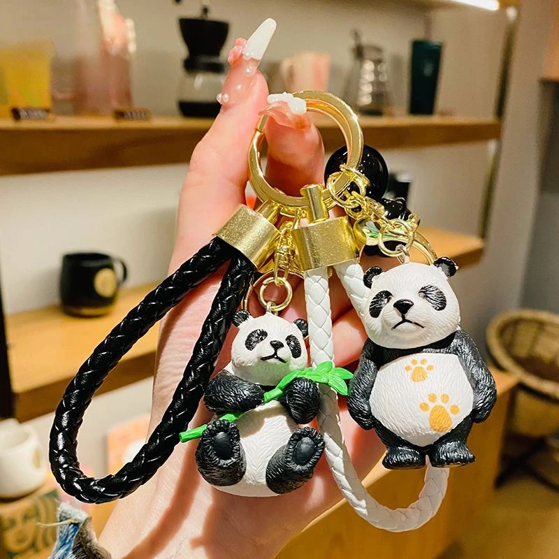 

Cute Panda Keychains Silicone Cartoon Kids Doll Toy Key Chians Girls Bag Pendant Figure Charm Animal Key Chains Accessories Gift